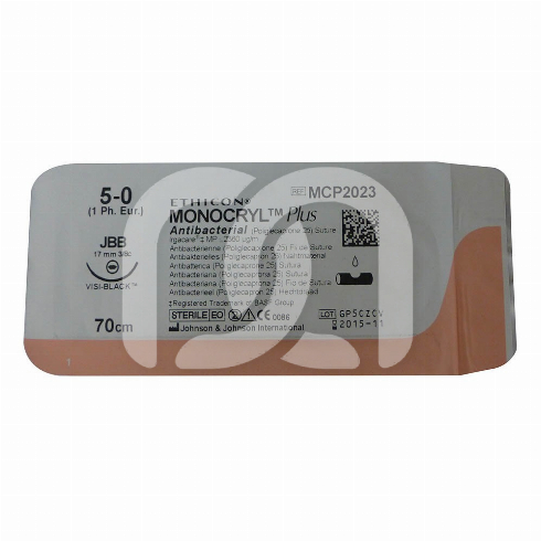 FIL DE SUTURES MONOCRYL + ANTIBACTÉRIEN - LA BOÎTE DE 36 UNITÉS - FIL 5/0, AIGUILLE BLACK LASER FIL DE SUTURES MONOCRYL + ANTIBACTÉRIEN - LA BOÎTE DE 36 UNITÉS - FIL 5/0, AIGUILLE BLACK LASER